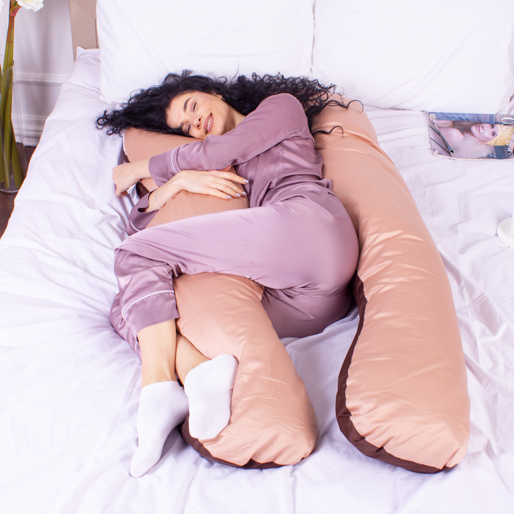 Подушка MirSon для вагітних та відпочинку Delicate Satin №8028 U-подібна Cappuccino (2200006178668) - изображение 2