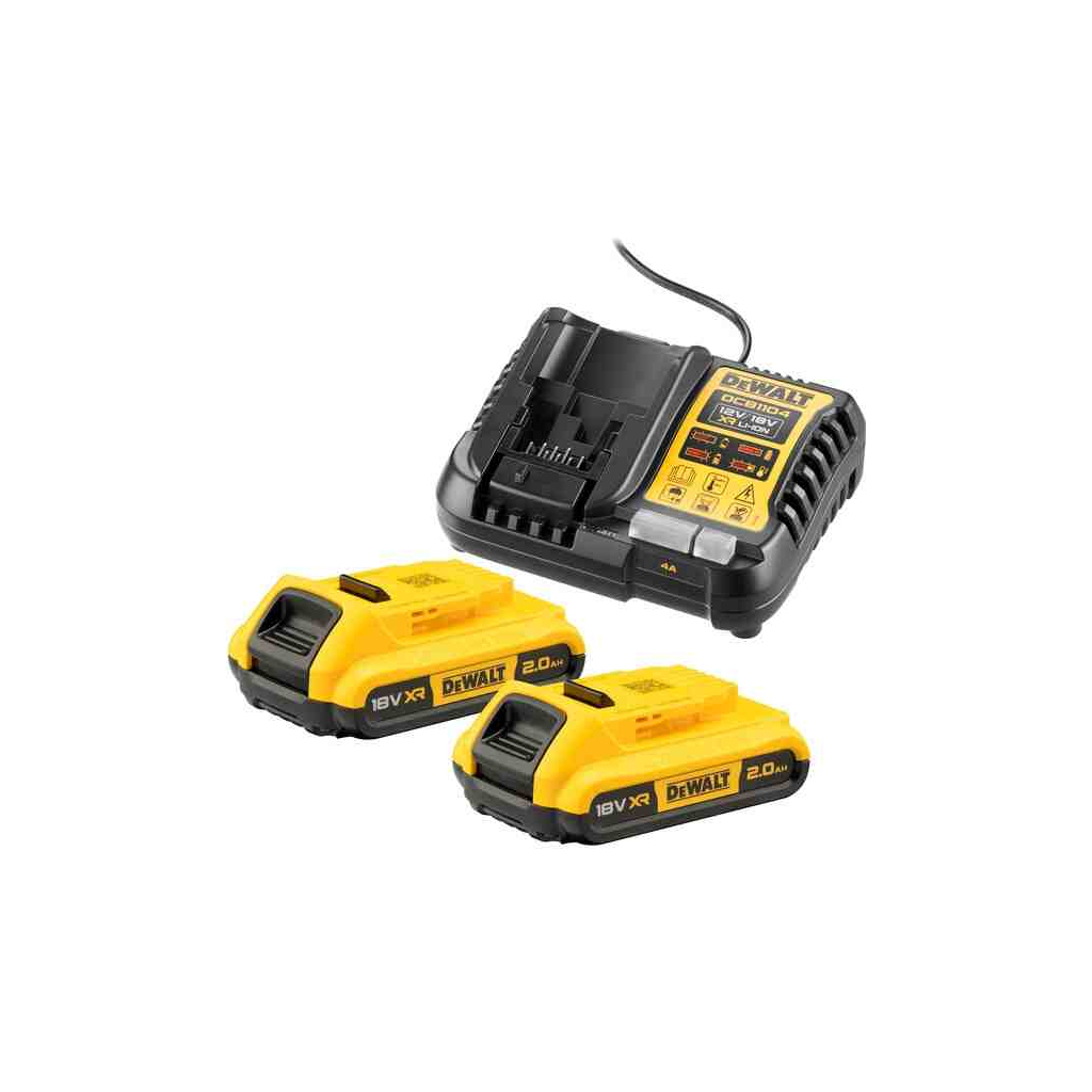 Набір акумулятор + зарядний пристрій DeWALT 12V/18V, исход. ток 4A, 0.5 кг, 18В XR Li-Ion 2x2Ah (DCB1104D2) - зображення 1