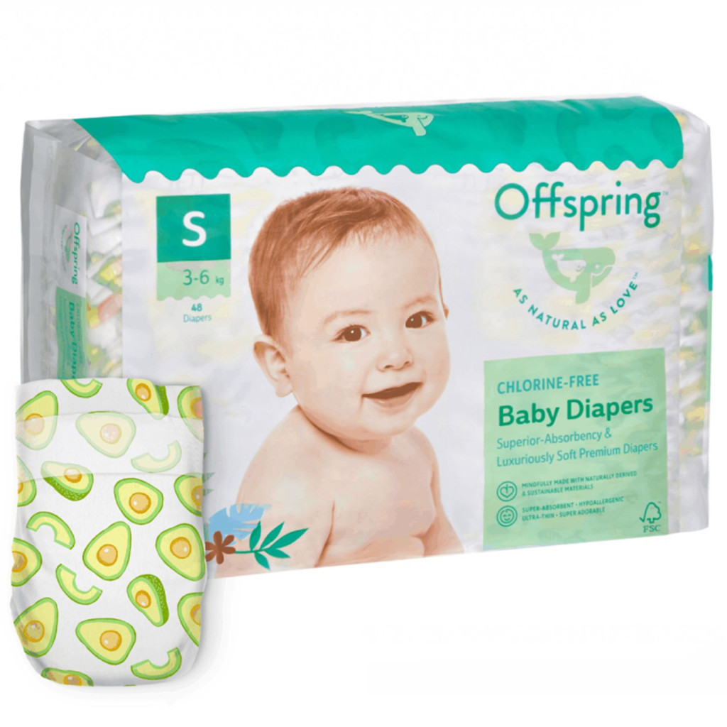 Підгузки Offspring Розмір S (3-6 кг) 48 шт, Авокадо (9355465009169) (DP-OI-FAT-S48P-AVO) - зображення 1