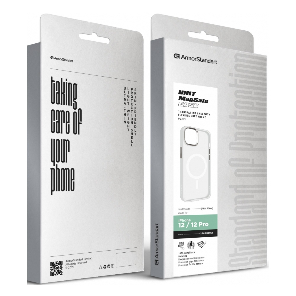 Чохол до мобільного телефона Armorstandart Unit MagSafe Apple iPhone 12/12 Pro Matte Clear Silver (ARM70444) - зображення 6