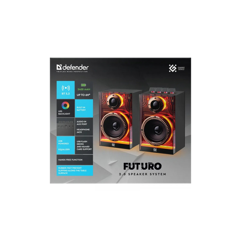Акустична система Defender Futuro LED Bluetooth Black (65087) - зображення 7