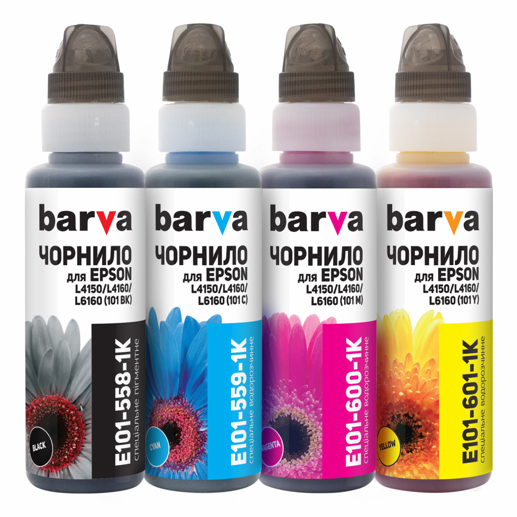 Чорнило Barva EPSON L4150/L4160 (101) B/C/M/Y 4х100 мл OneKey (E101-1K-MP) - зображення 1