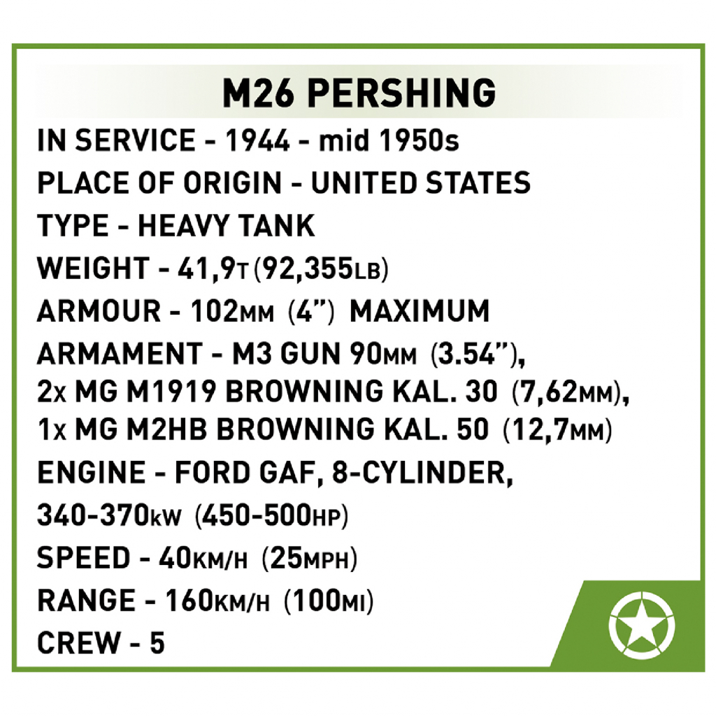 Конструктор Cobi Танк M26 ПершІнг 1:28, 904 деталі (COBI-2564) - зображення 4