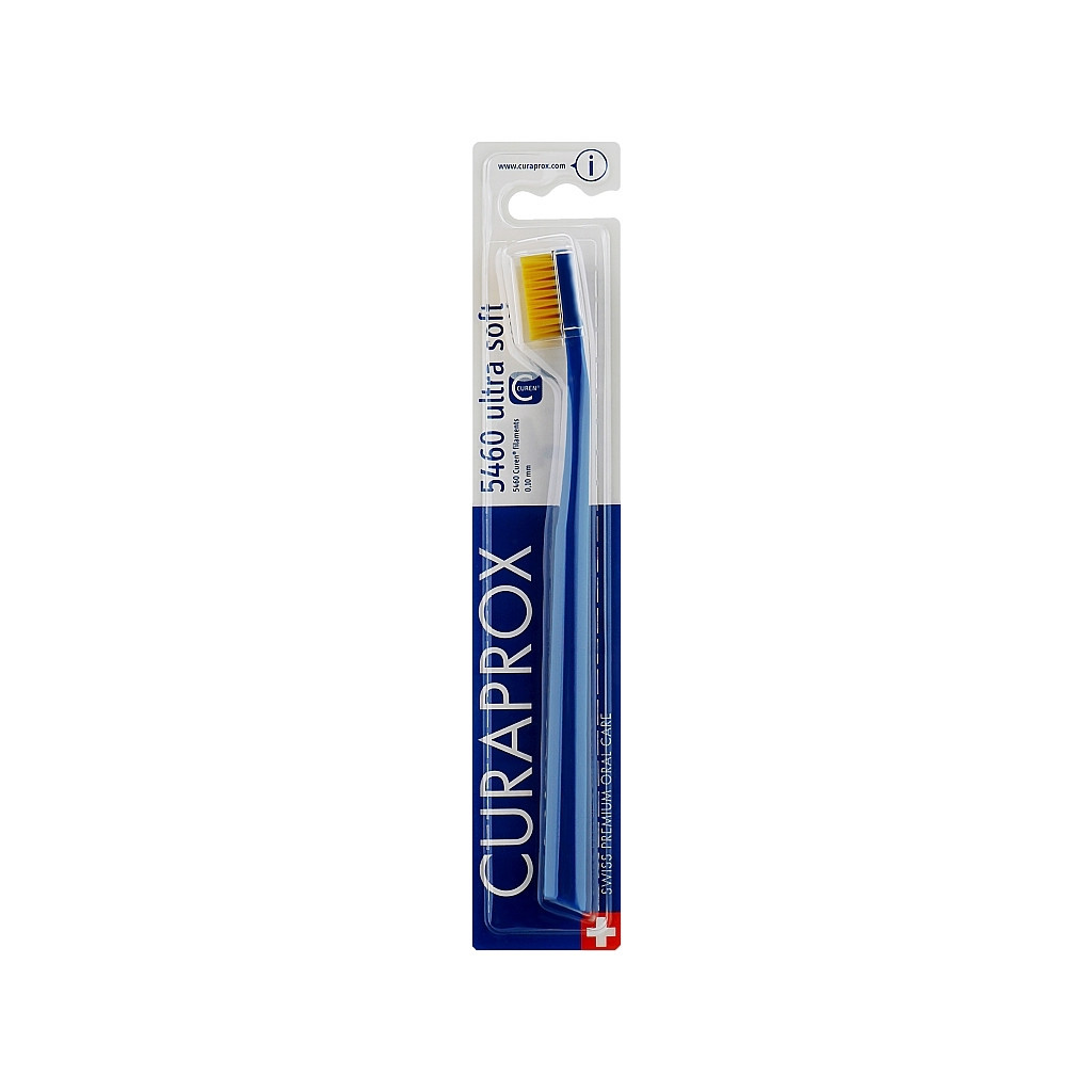 Зубна щітка Curaprox CS 5460 Ultra Soft Ультрам'яка D 0.10 мм Темно-синя з жовтою щетиною (CS 5460-24) - зображення 1