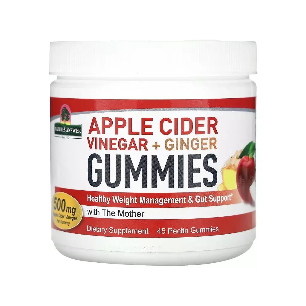 Вітамінно-мінеральний комплекс Nature's Answer Яблучний оцет з імбиром, 500 мг, Apple Cider Vinegar+Ginger Gummies with The (NTA-26288) - зображення 1