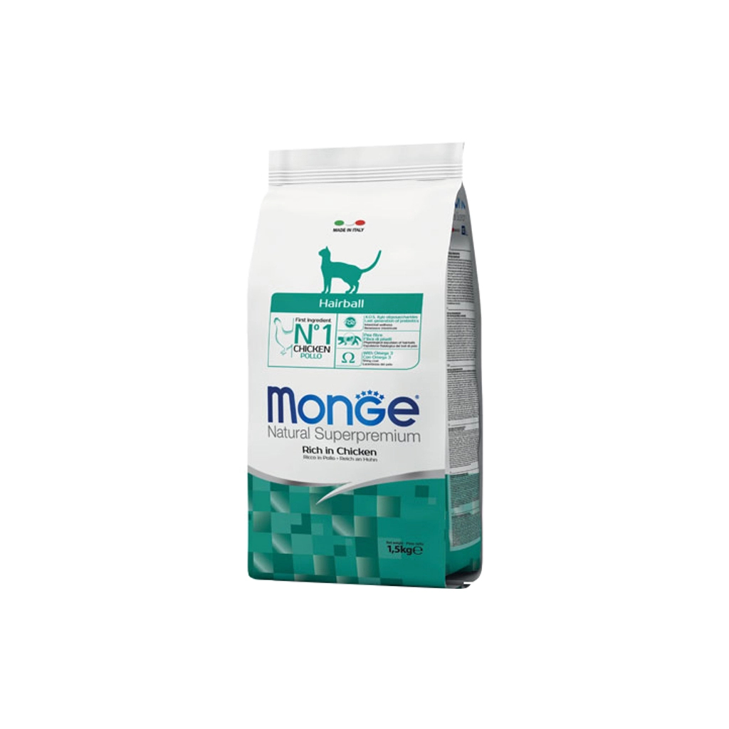 Сухий корм для кішок Monge Cat Hairball зі смаком курки, кукурудзи та рису 400 г (8009470005227) - зображення 1