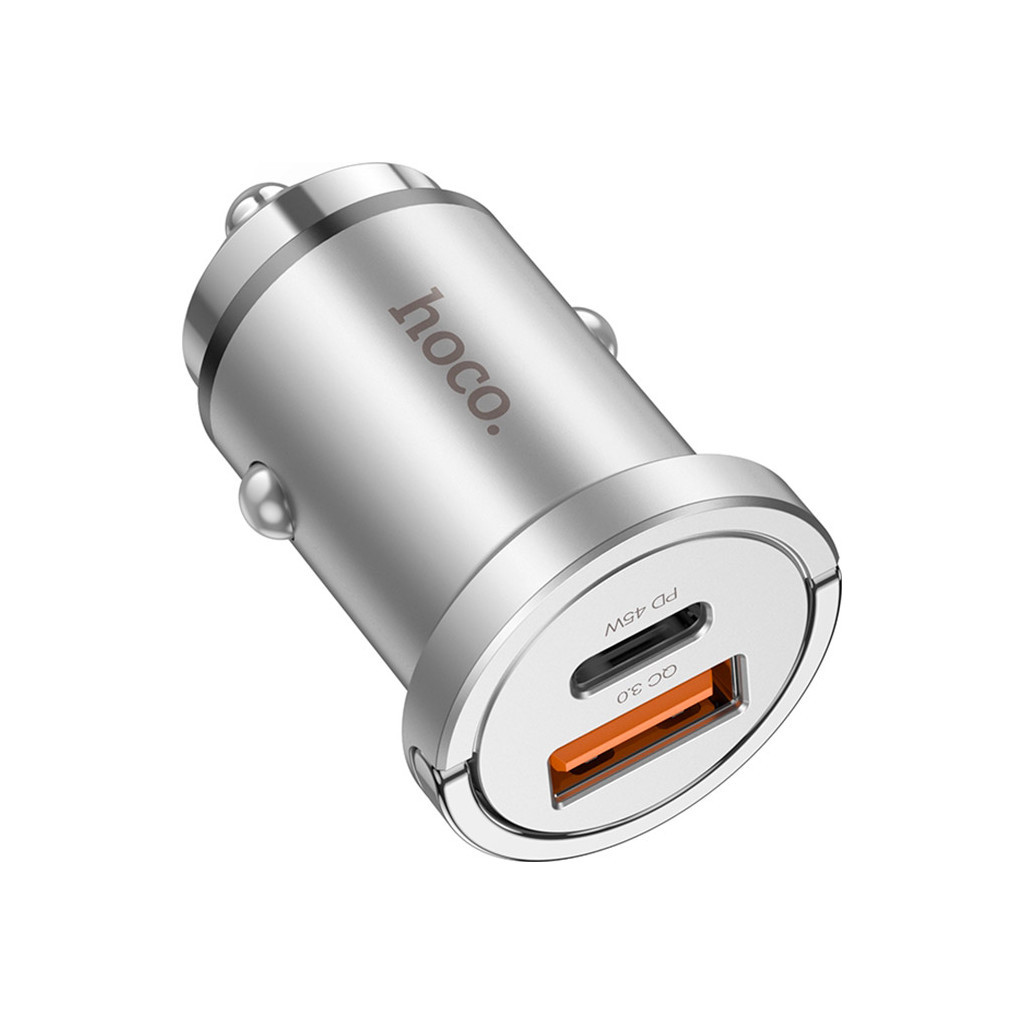 Зарядний пристрій HOCO NZ10 Handy USB-A/Type-C Silver (6942007601825) - зображення 2