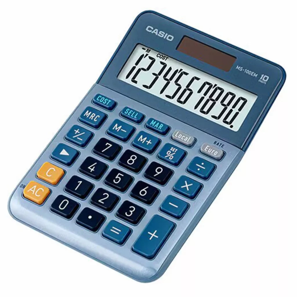 Калькулятор Casio MS-100EM-W-EP, блакитний (CALC-CAS-MS-100EM-W) - изображение 1