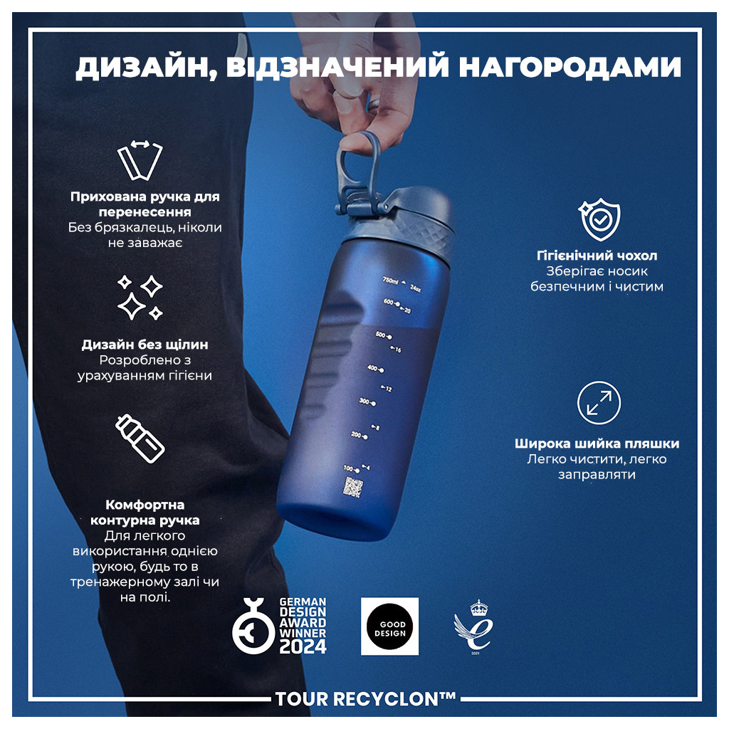 Пляшка для води ION8 OneTouch 750 мл BPA Free, Navy (I8RF750NAV) - зображення 4