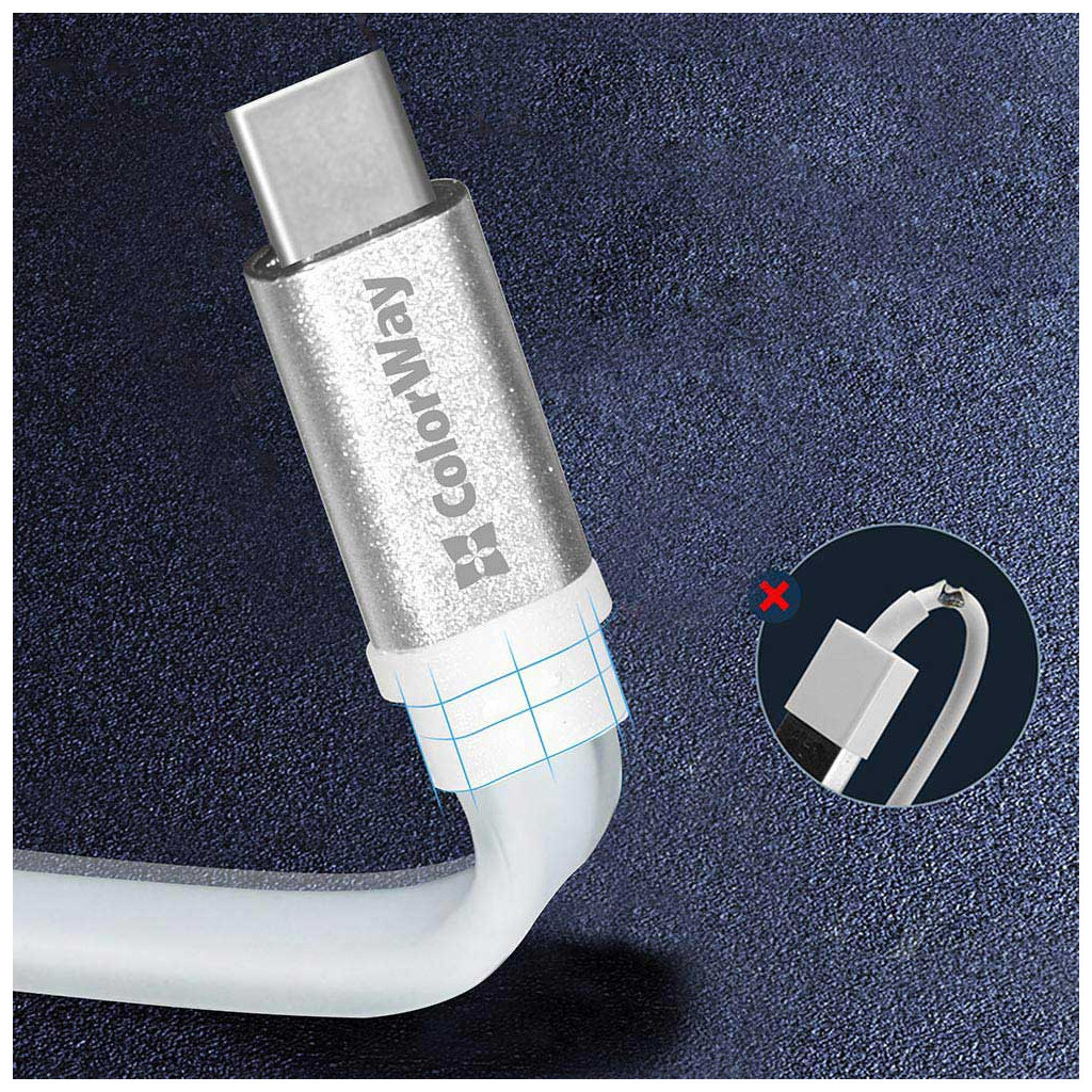 Дата кабель USB 2.0 AM to USB-C 0.25m white ColorWay (CW-CBUC001-WH) - зображення 3