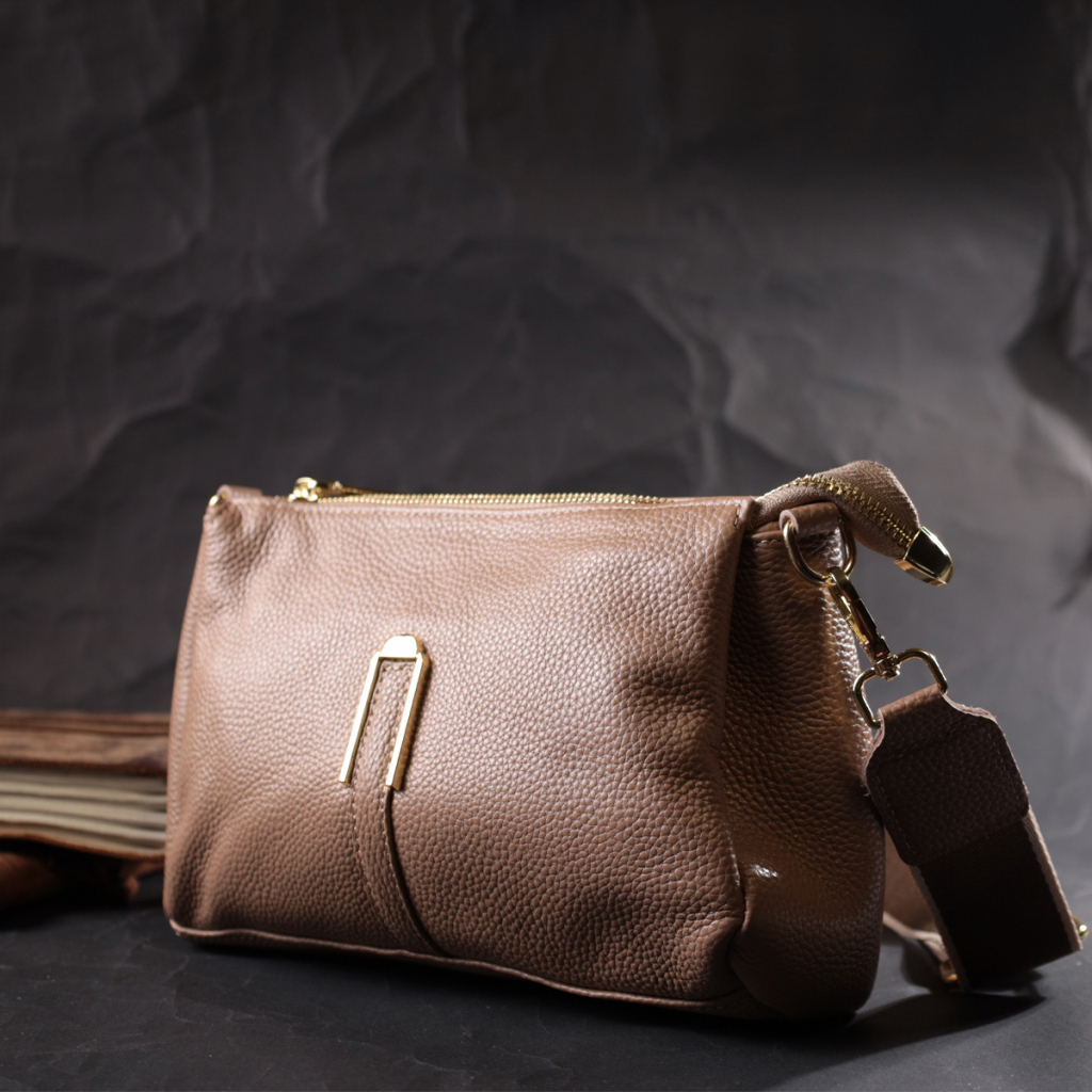 Сумка Vintage Через плече з натуральної шкіри Бежева (22289) - зображення 9