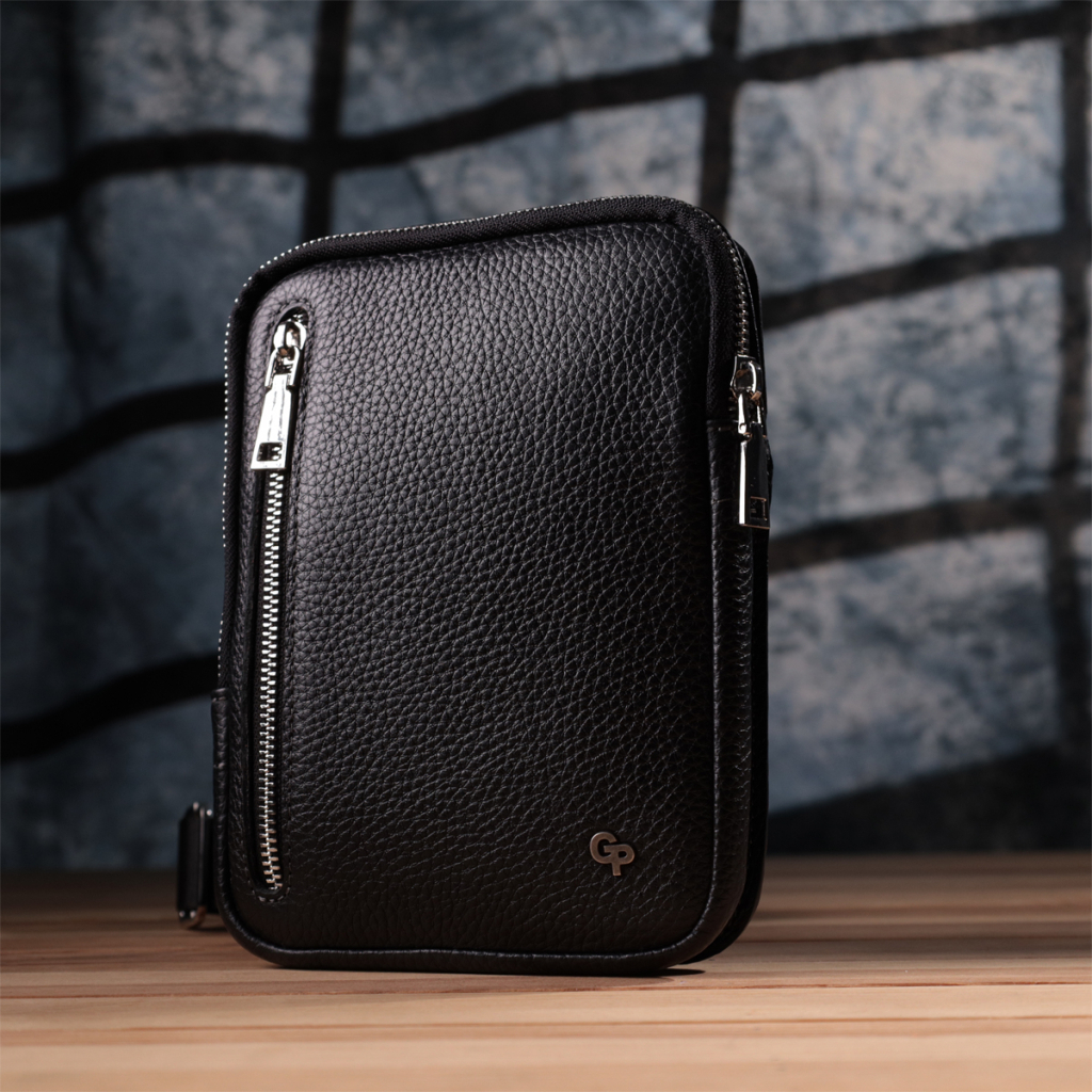 Сумка Grande Pelle Бананка з натуральної шкіри Чорна (22877) - зображення 10