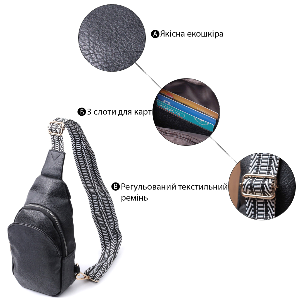 Сумка Vintage З екошкіри Чорна (22781) - зображення 4