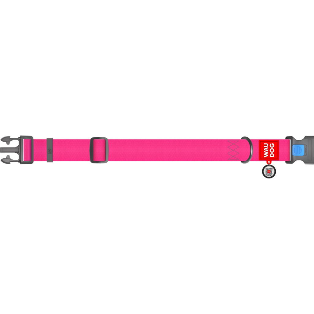 Нашийник для тварин WAUDOG Waterproof з QR паспортом пластиковий фастекс XXL рожевий (25117) - зображення 3