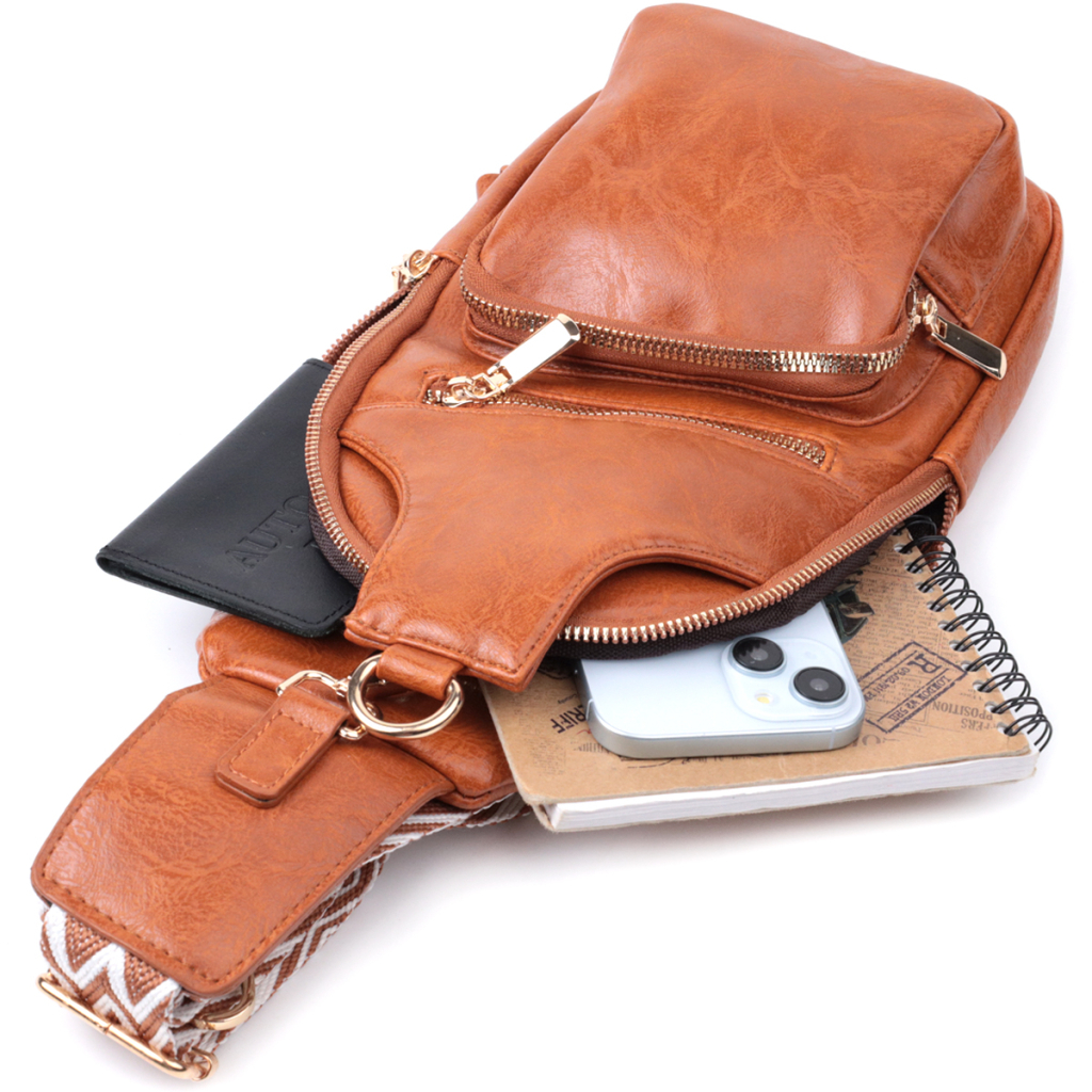 Сумка Vintage Жіноча слінг через плече з екошкіри Руда (22751) - зображення 8