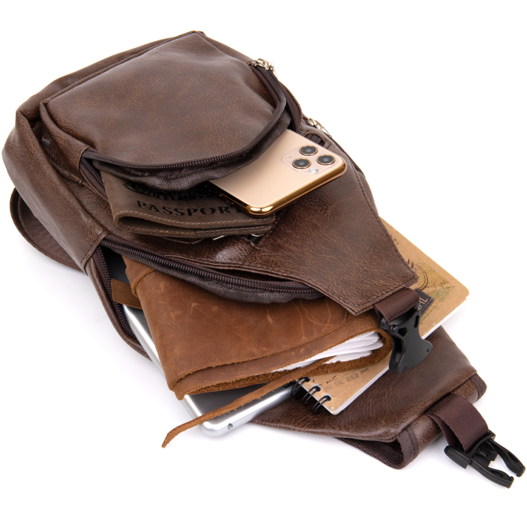 Сумка Vintage Крос боді смарт зі шкірозамінника Коричнева (20572) - зображення 5