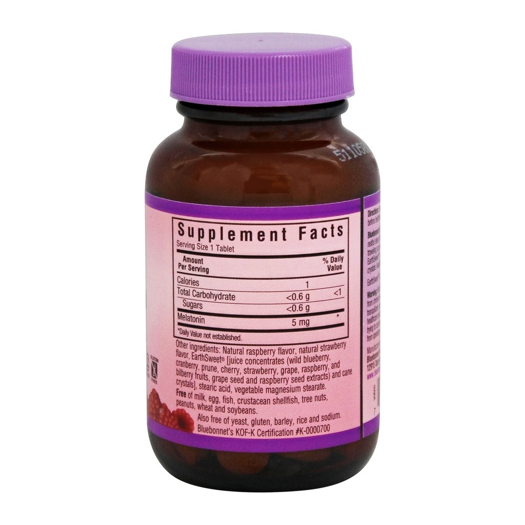 Амінокислота Bluebonnet Nutrition Мелатонін 5 мг, Смак Малини, Earth Sweet Chewables, 60 жув. (BLB-00996) - зображення 2