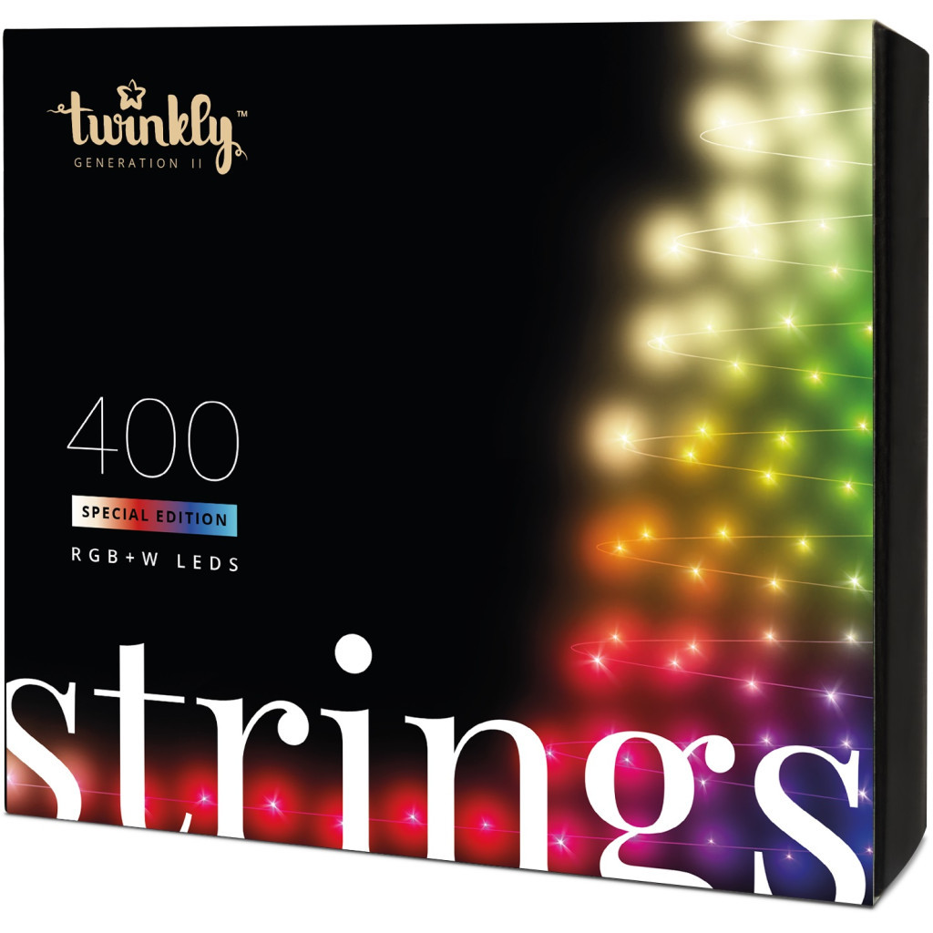 Гірлянда Twinkly Smart LED Strings RGBW 400, BT+WiFi, Gen II, IP44, кабель ч (TWS400SPP-BEU) - зображення 1