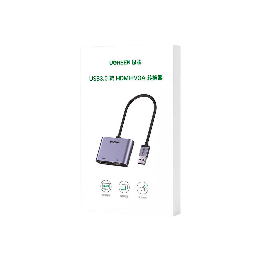 Перехідник USB 3.0 to HDMI + VGA CM449 gray Ugreen (20518) - picture 4