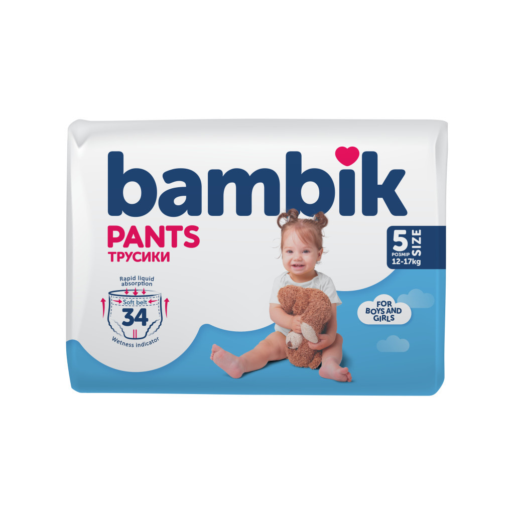Підгузки Bambik трусики 5 (12-17 кг) 34 ш (4823071652543) - зображення 1