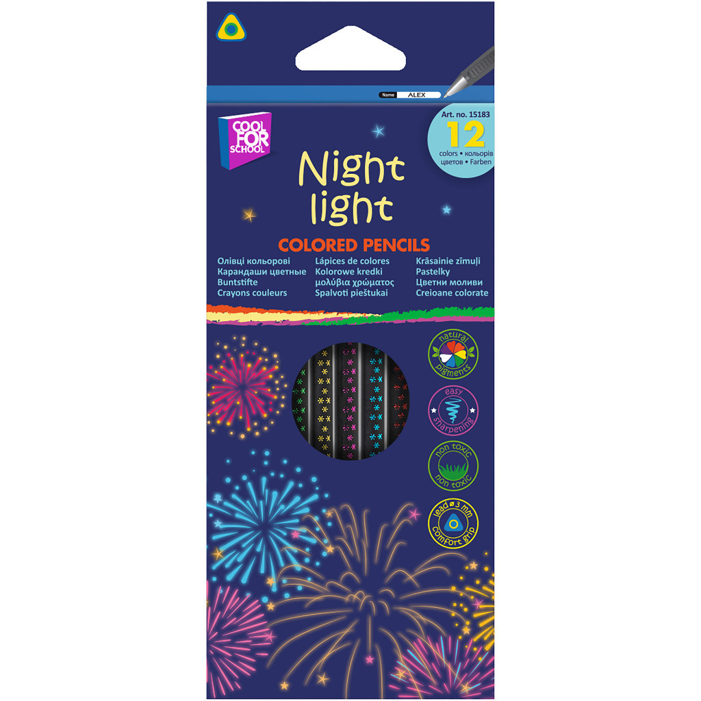 Олівці кольорові Cool For School Night light тригранні 12 кольорів (CF15183) - изображение 1