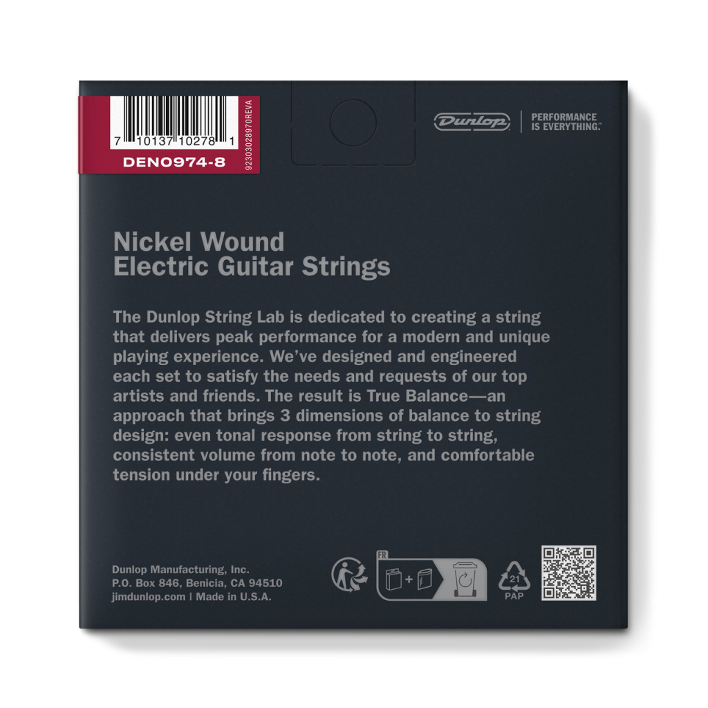 Струни для гітари Jim Dunlop Nickel Wound Electric Guitar Strings 09-74 | 8-String (DEN0974-8) - зображення 2