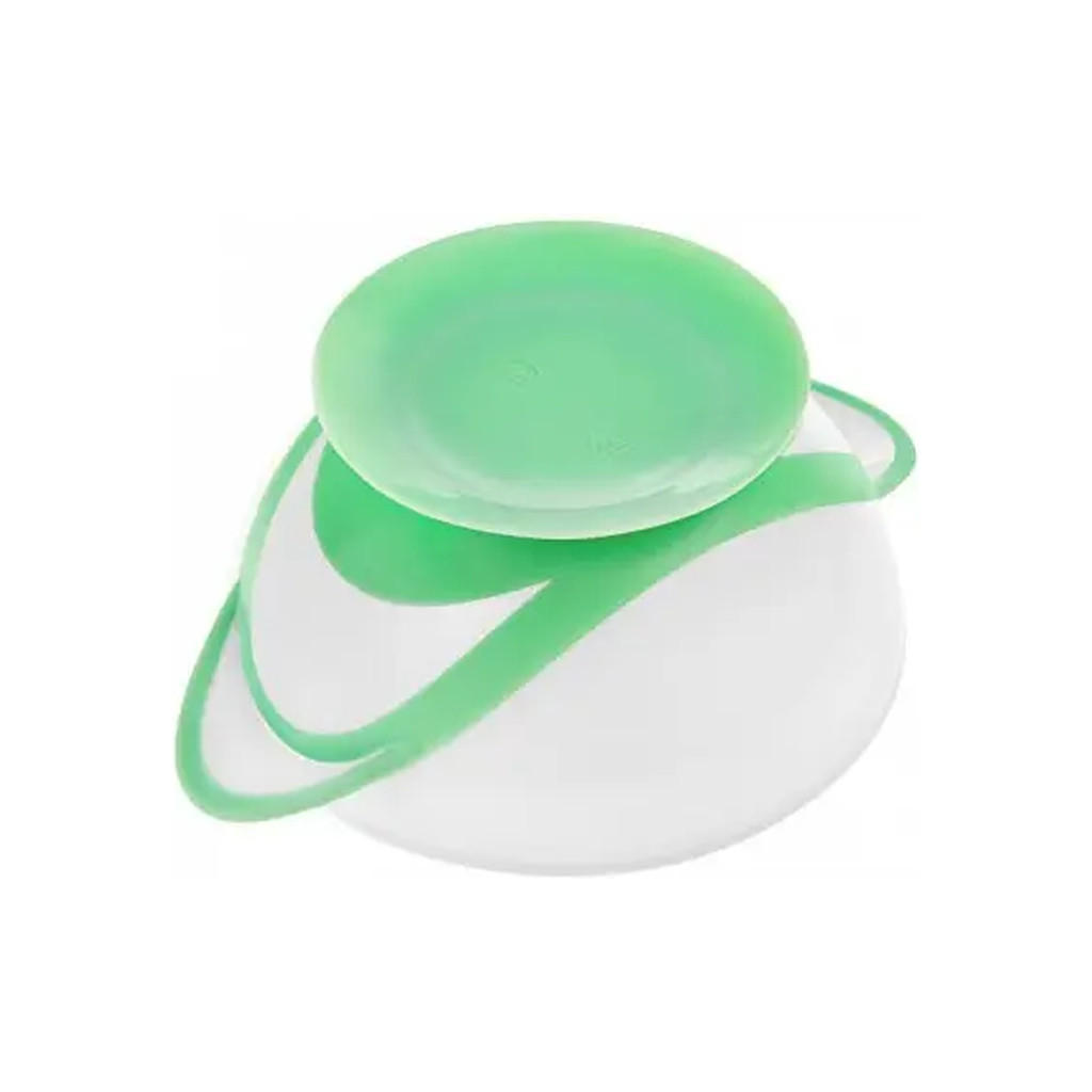 Набір дитячого посуду Akuku тарілка на присосці з ложкою, білий-зелений (A0504) - picture 3
