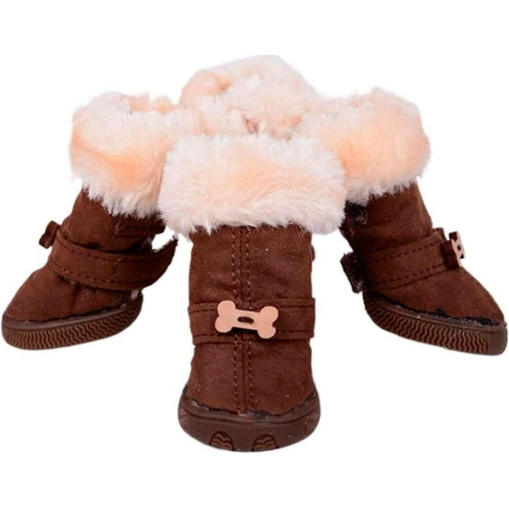 Черевики для собак Ruispet для малих порід, з утепленням 4 шт №4 коричневі (2700000032923) - зображення 1