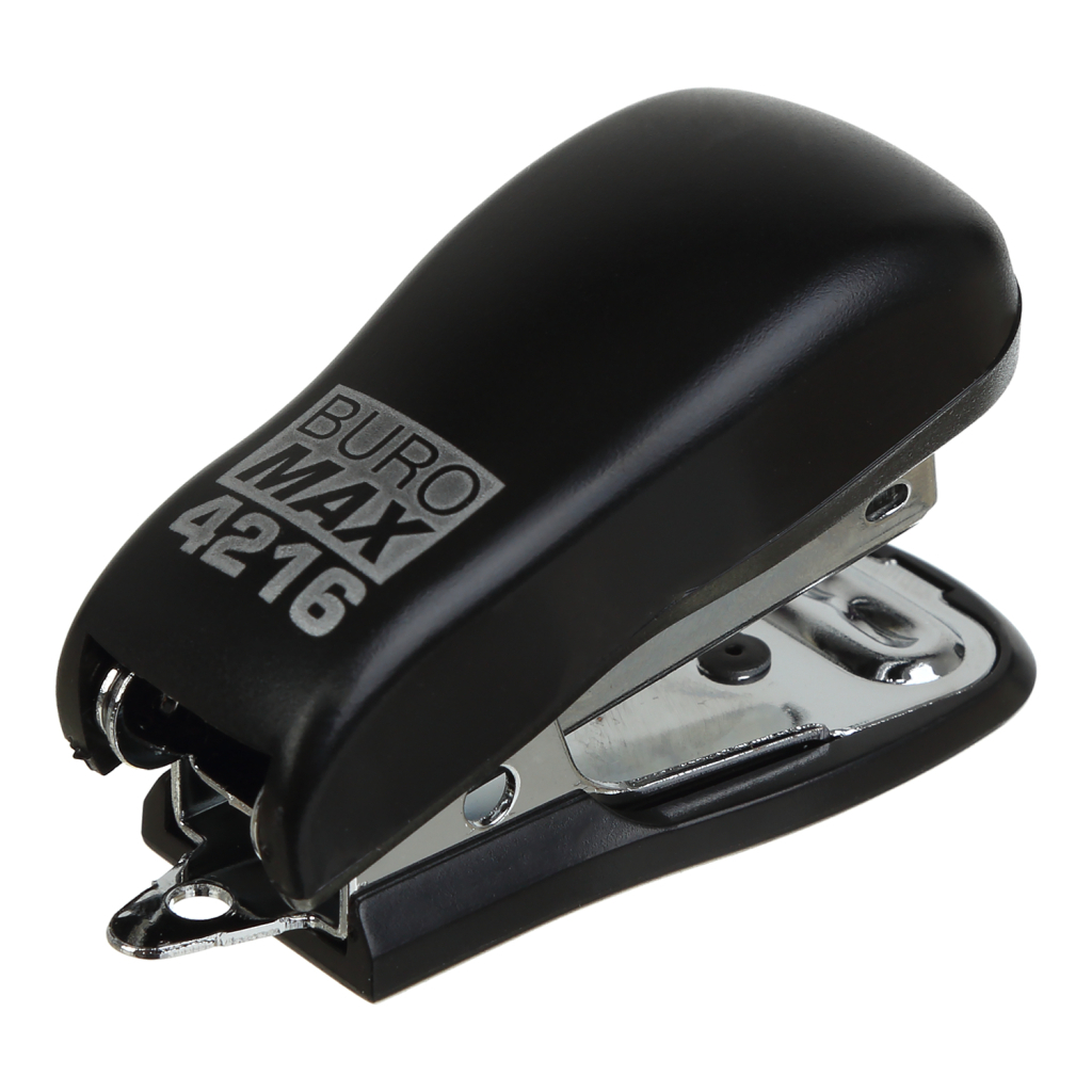 Степлер Buromax пластиковий МІНІ, 10 аркушів, (скоби №24; 26), 60 x 25 x 35 мм, чорний (BM.4216-01) - изображение 2