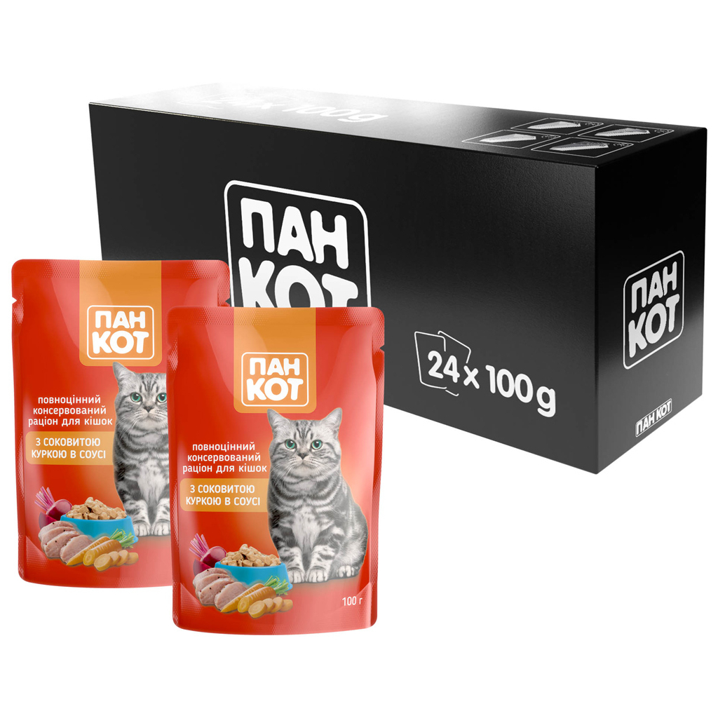 Вологий корм для кішок Пан Кот курка в соусі 100 г (4820111140985) - зображення 3