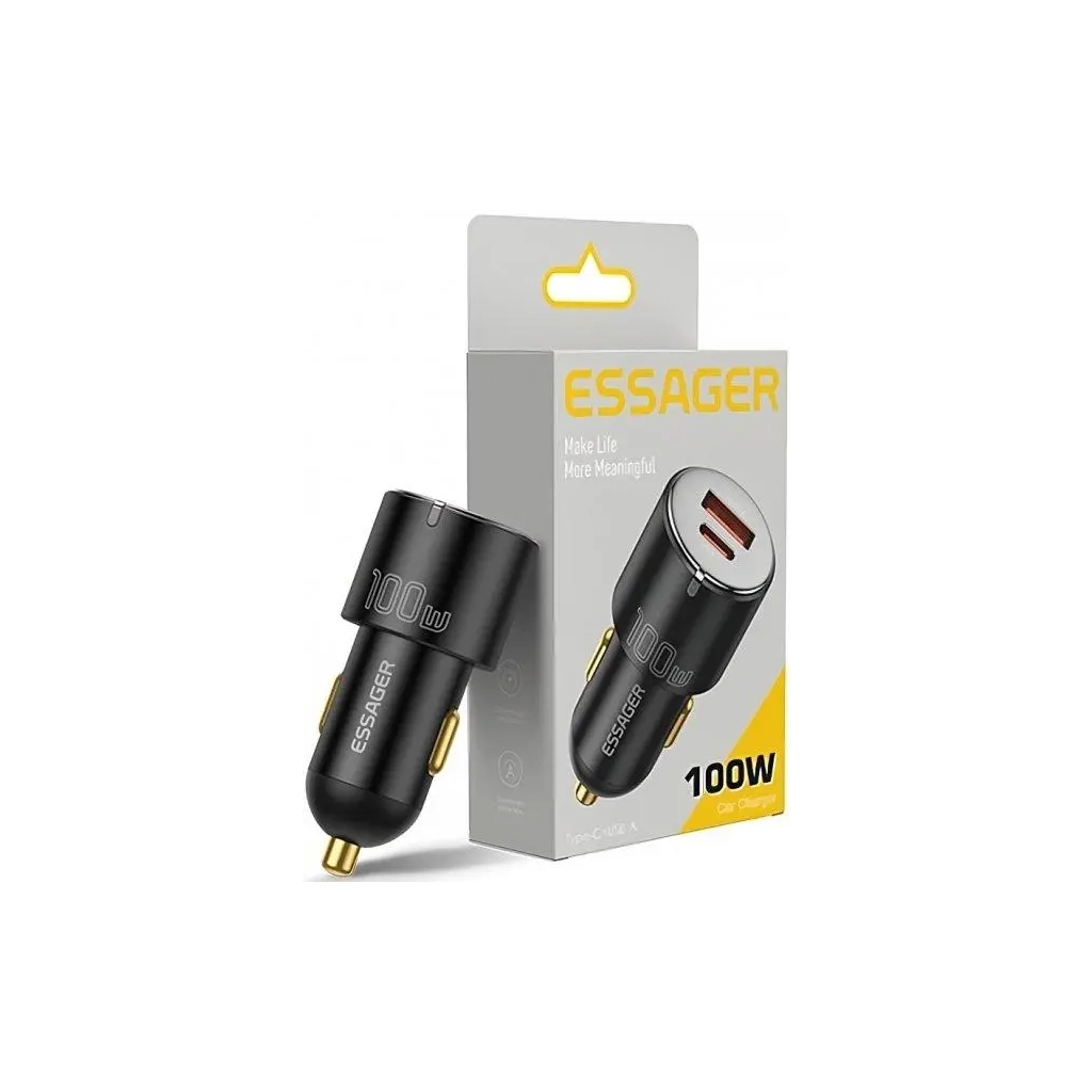 Зарядний пристрій Essager 1xUSB-C 100W + 1xUSB black (ECCAC-QTZ01) - зображення 3