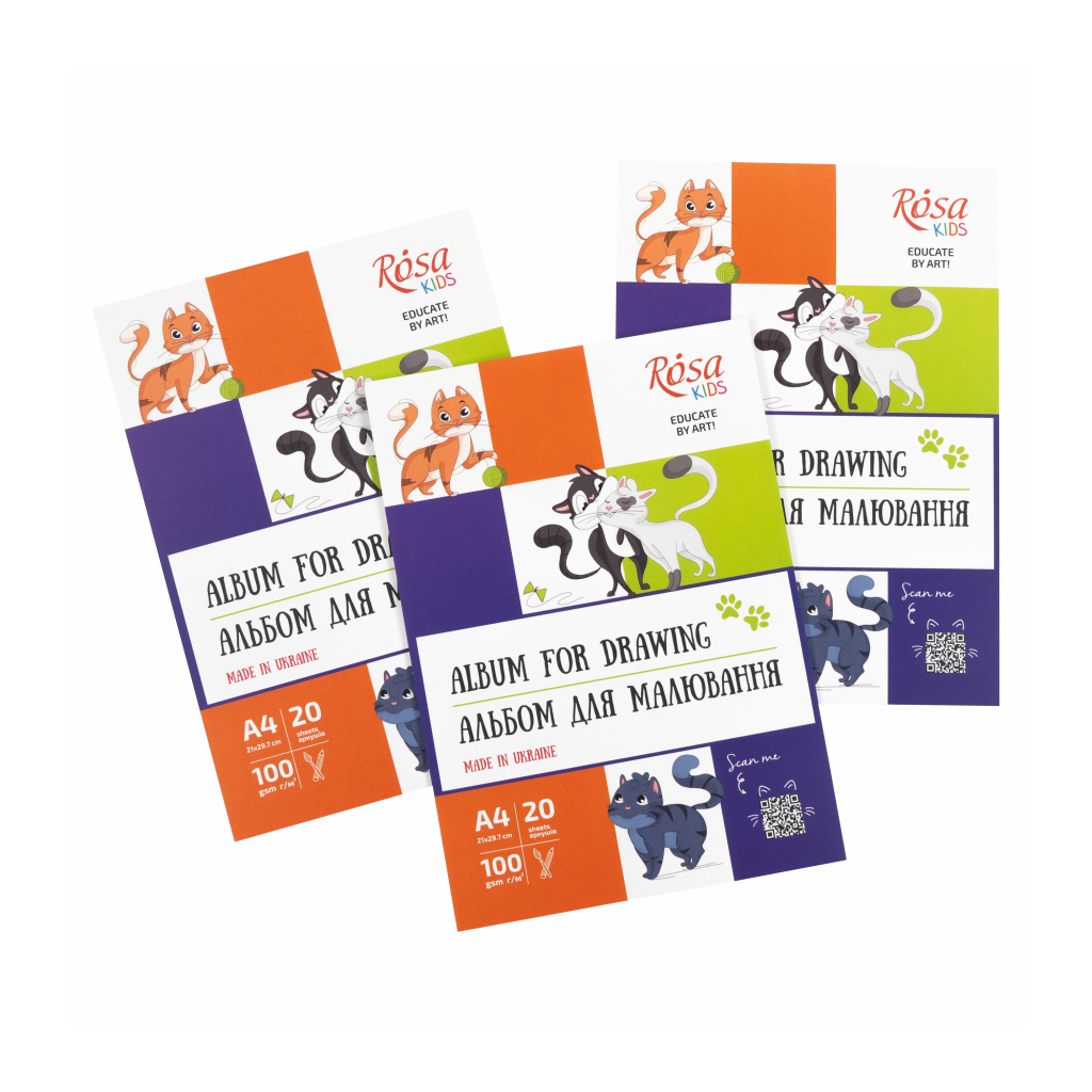 Альбом для малювання Rosa Kids склейка Cats А4 20 аркушів (4823098543046) - изображение 5