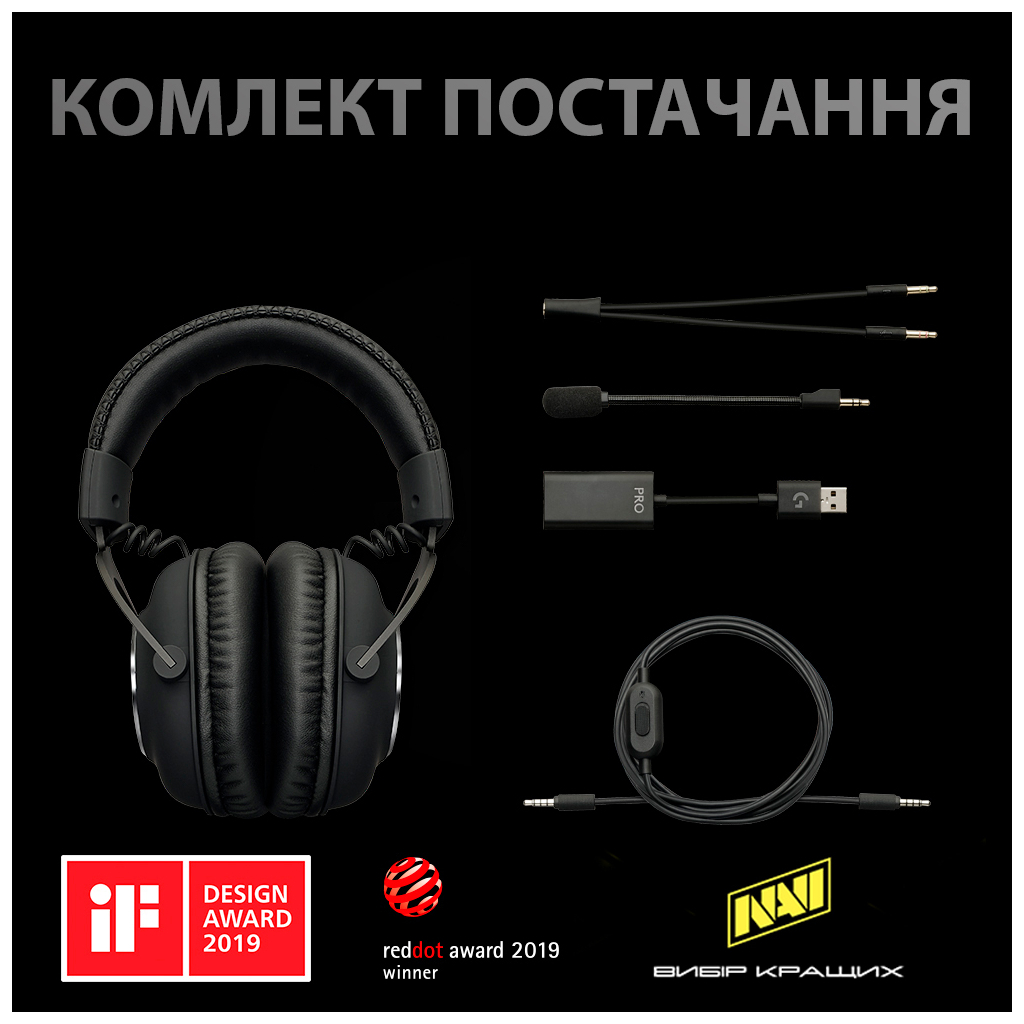 Навушники Logitech G PRO Gaming Headset BLACK USB (981-000812) - зображення 7