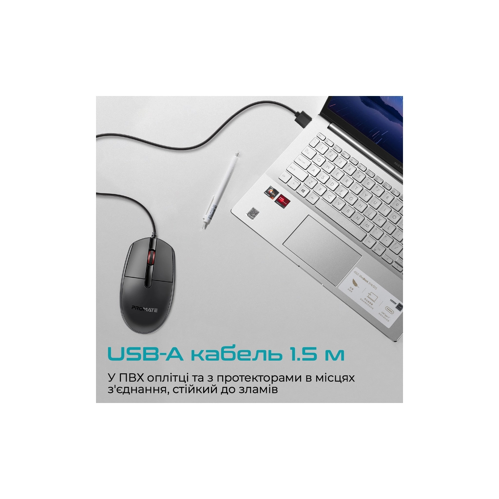 Мишка Promate CM-1200 USB Black (cm-1200.black) - зображення 6