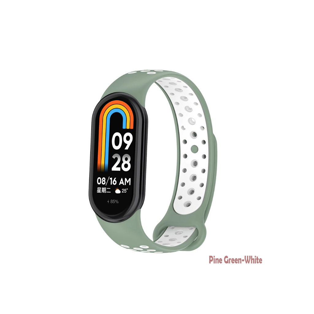 Ремінець до фітнес браслета BeCover Vents Style для Xiaomi Mi Smart Band 9 Pine Green-White (711988) - зображення 1