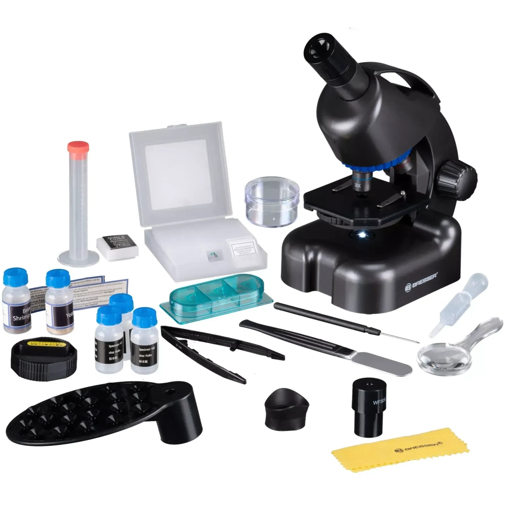 Мікроскоп Bresser Junior CM-04 100x-900x Black з набором для дослідів і адаптером для смартфона (14951) (931504) - зображення 5