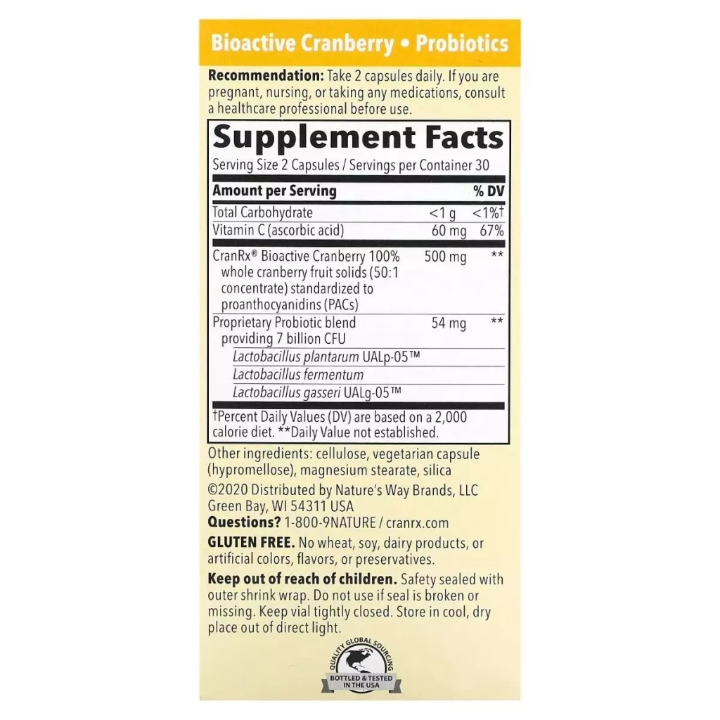 Вітамін Nature's Way Журавлина біоактивна з пробіотиком, жіноче здоров'я, Cran (NWY-11861) - зображення 2