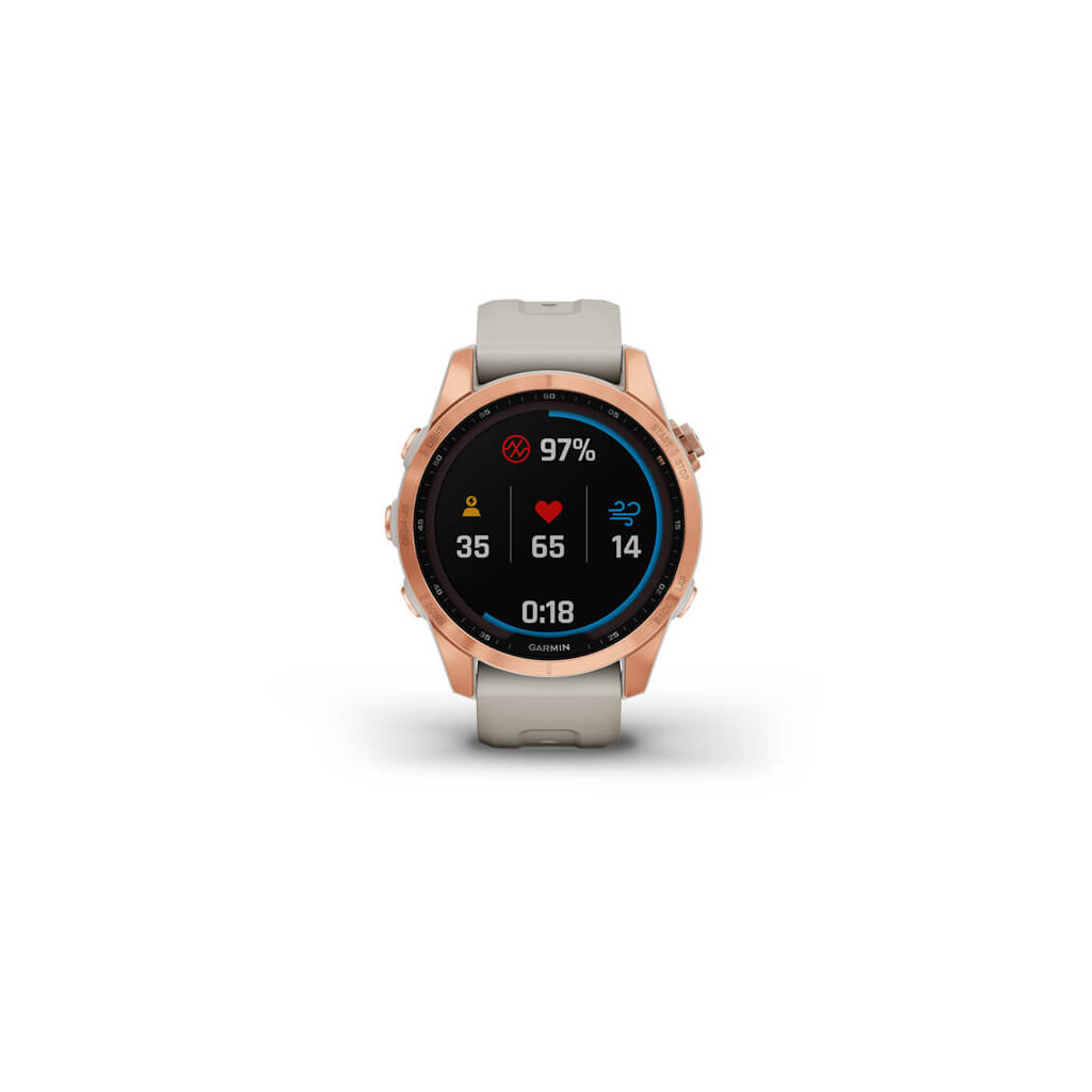 Смарт-годинник Garmin fenix 7S Sol, Rose Gold w/ Light Sand Band, GPS (010-02539-11) - изображение 6