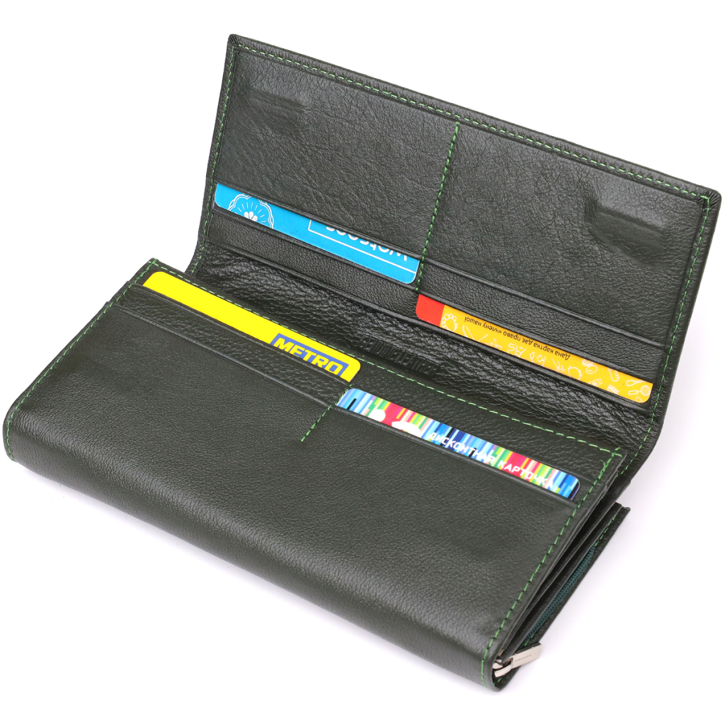 Гаманець ST Leather З натуральної шкіри Зелений (23115) - зображення 5