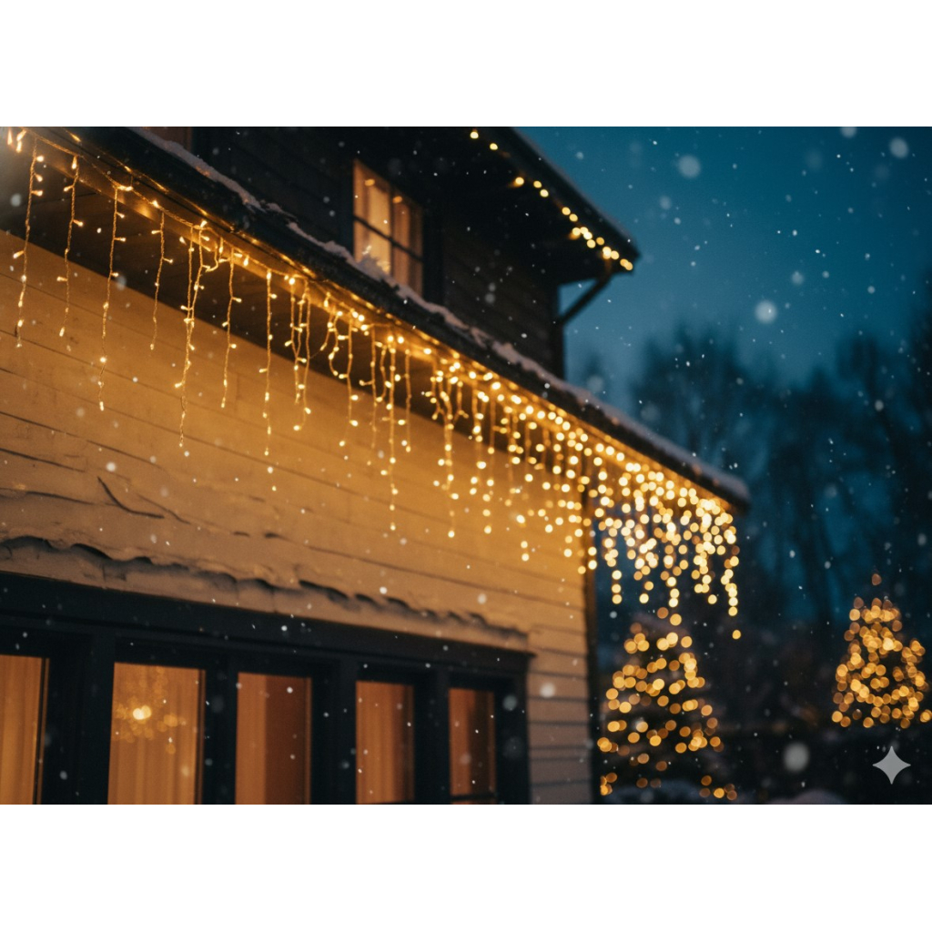 Гірлянда Chomik Бахрома 300 LED 12 м, теплий білий, IP44, від мережі (5900779879843) - зображення 5