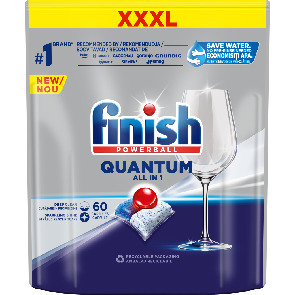 Таблетки для посудомийних машин Finish Quantum All in 1 60 шт. (4002448144595/5908252004881) - зображення 1