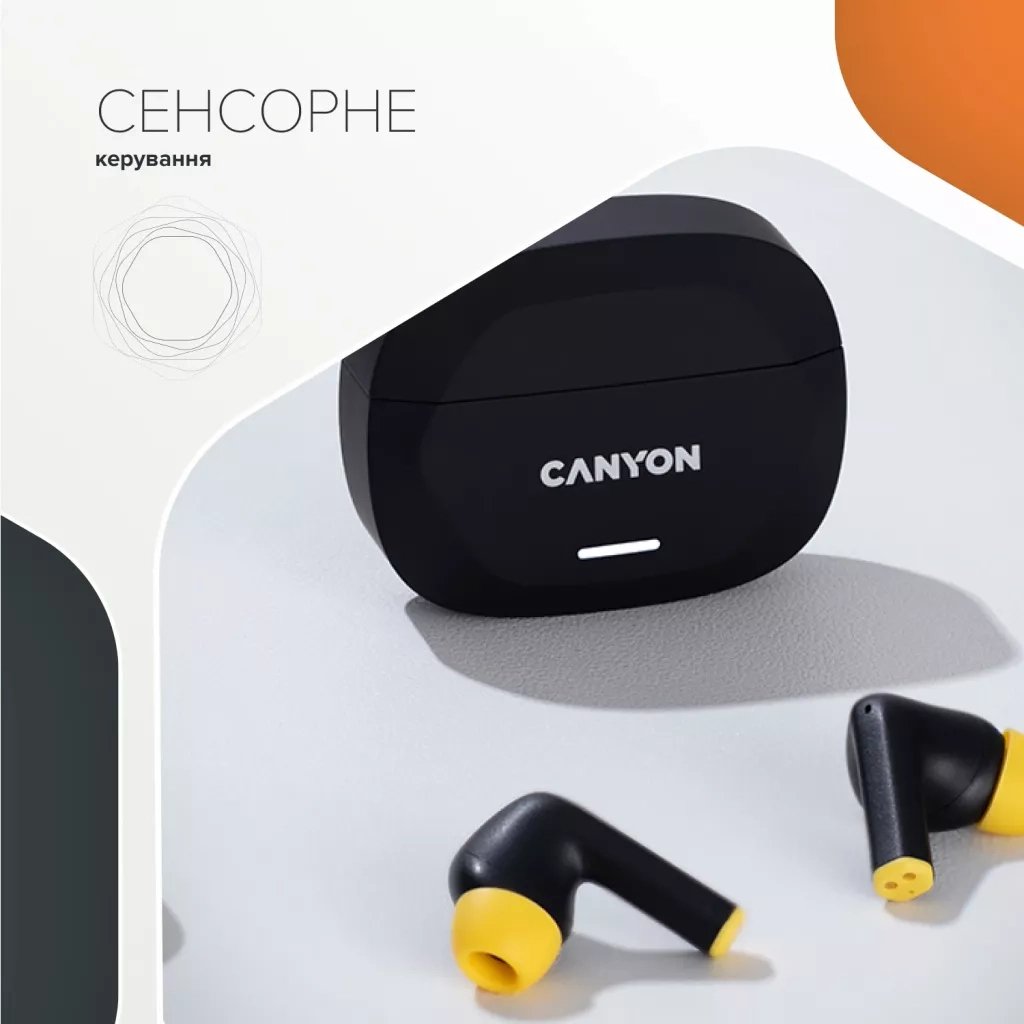 Навушники Canyon Hexagon 7 TWS ANC+ENC Wireless Charge Black/Yellow (CNS-TWS7BY) - зображення 9