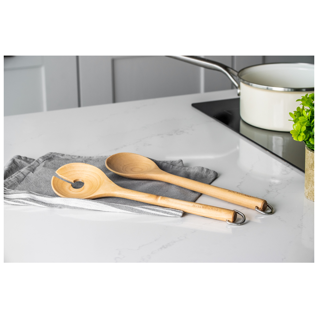 Ложка кухарська KitchenAid Coreline Набір для салату, 2 шт, 30 см, береза (KQR713OHE) - зображення 6