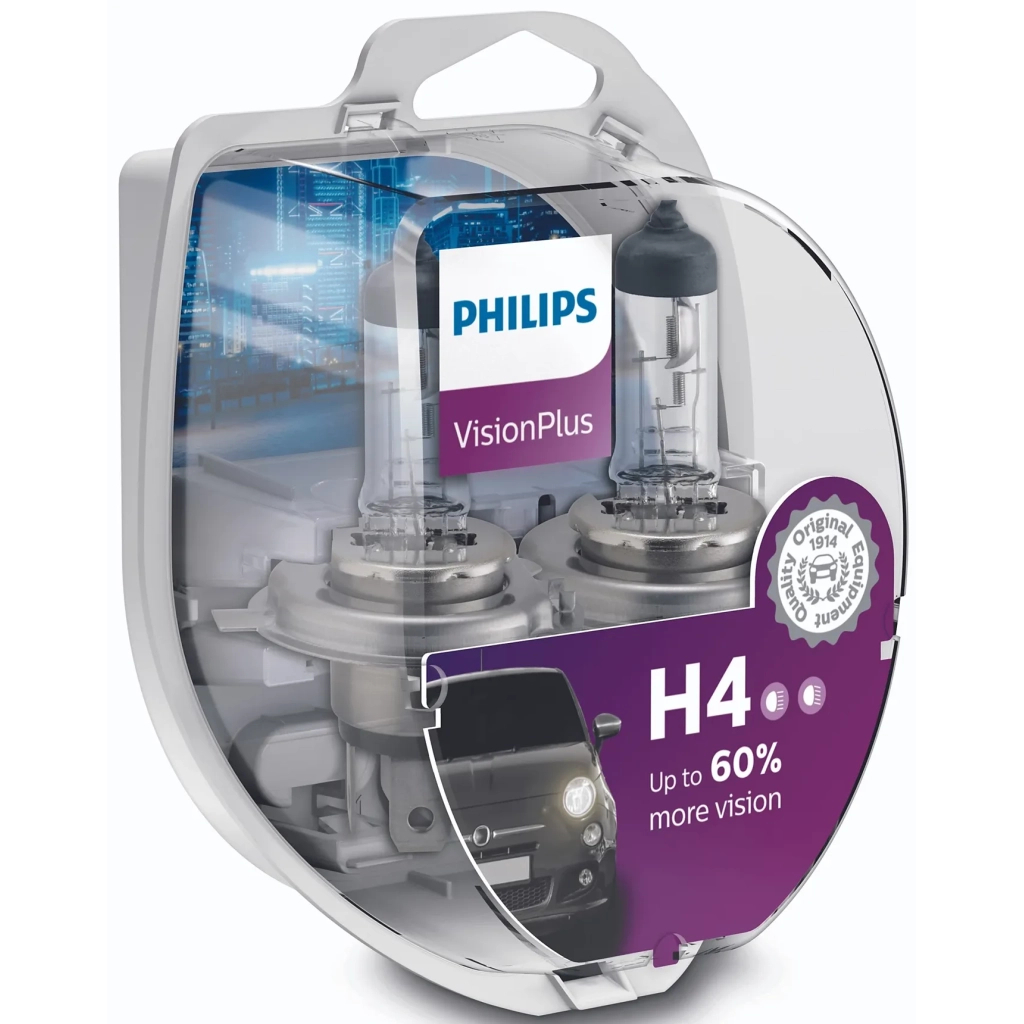 Автолампа Philips H4 VisionPlus, 2шт (12342VPS2) - зображення 3