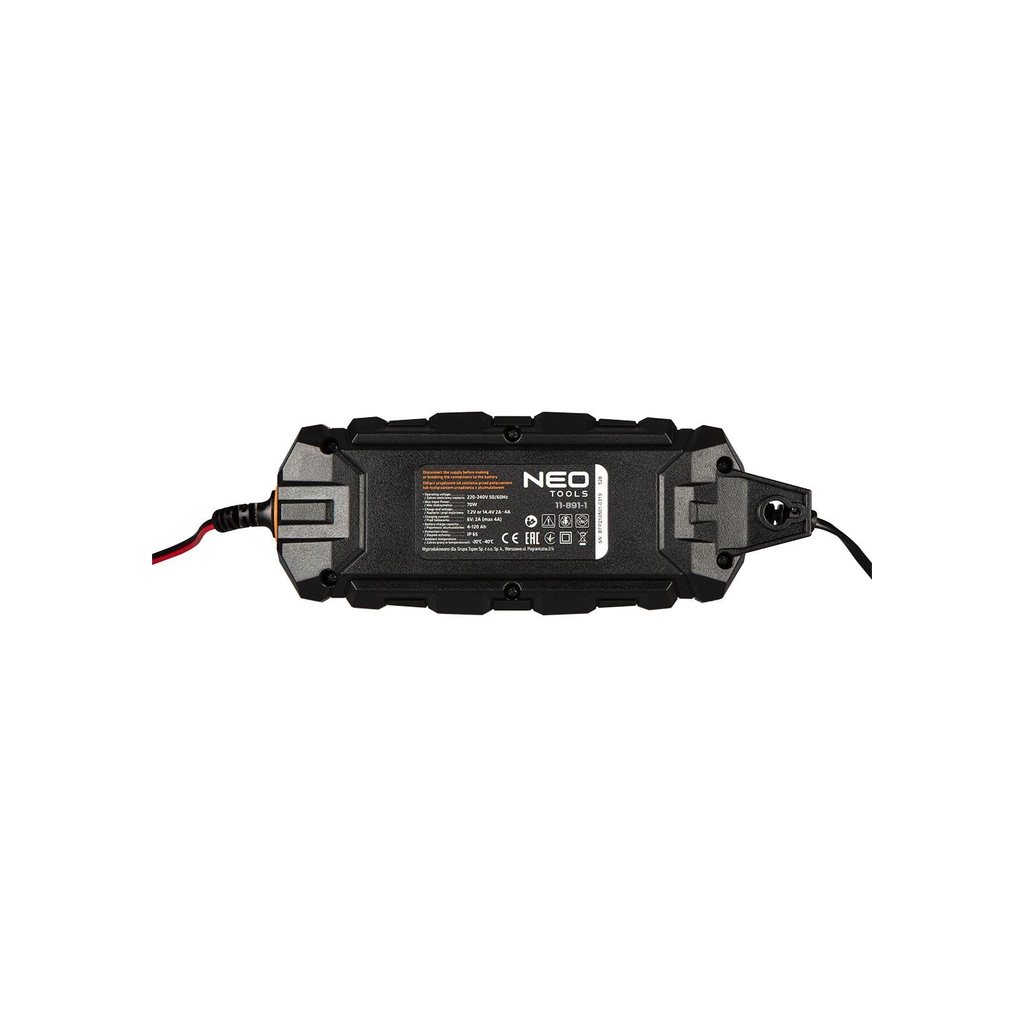 Зарядний пристрій для автомобільного акумулятора Neo Tools 4A/70Вт, 3-120Ah, для кислотних/AGM/GEL (11-891) - зображення 3