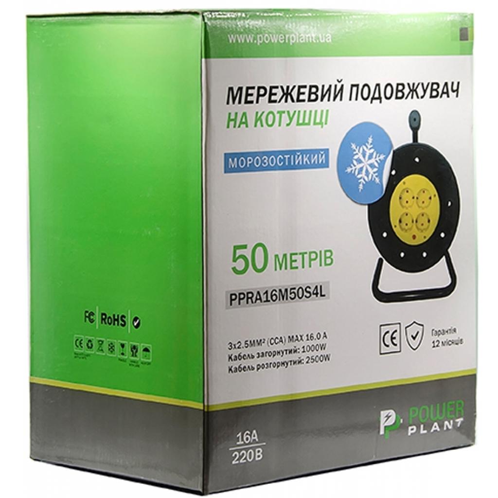 Мережевий подовжувач PowerPlant 50 м, 3x2.5мм2, 16А, (JY-2002/50) (PPRA16M50S4L) - зображення 3