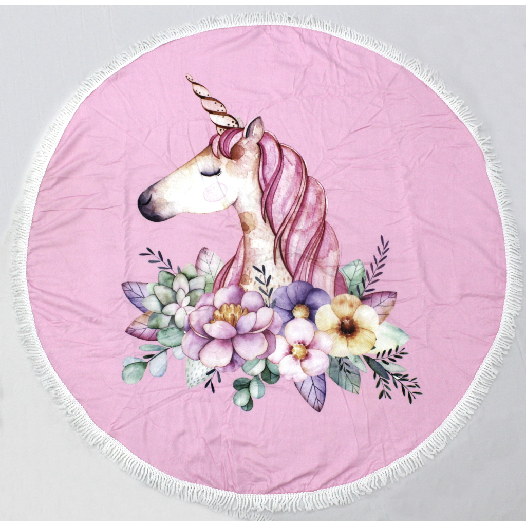 Рушник MirSon пляжний №5076 Summer Time Pink Unicorn Girl 150x150 см (2200003947847) - зображення 2