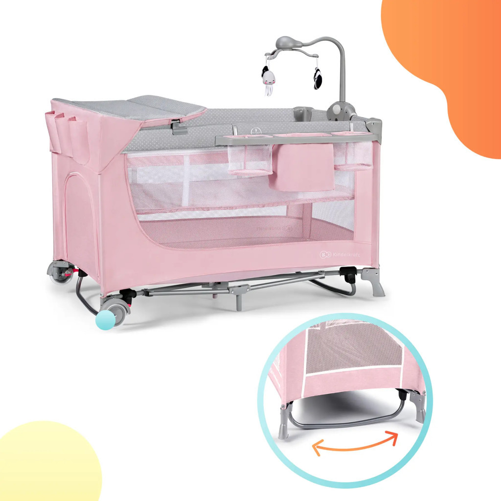 Ліжечко Kinderkraft манеж з пеленатором Leody Pink (5902533917945) - зображення 10