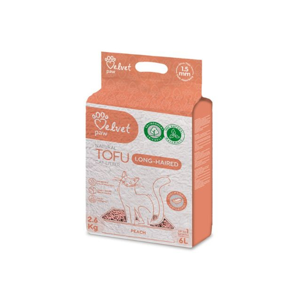 Наповнювач для туалету Velvet Paw TOFU для довгошерстих котів з персиковою есенцією (1.5 мм) 2.6 кг (TOF70056) - зображення 1