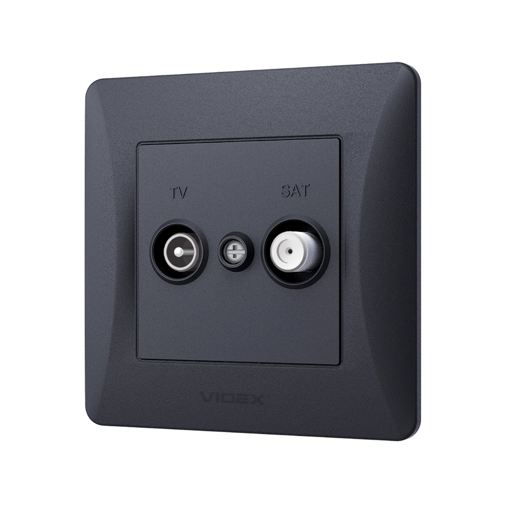 ТВ розетка Videx BINERA TV одинарна телевізійна чорні (VF-BNSK2TVSATE-BG) - изображение 1
